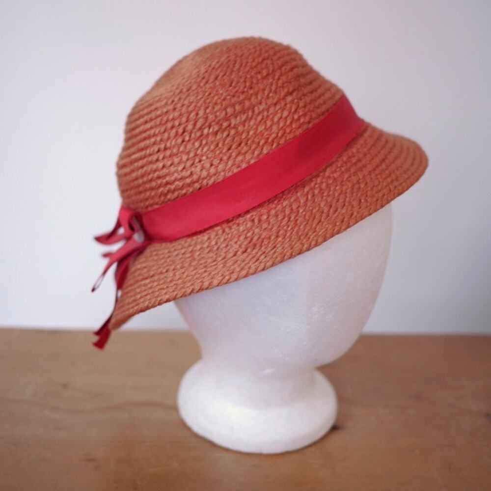Vintage 50s Everitt "Needlepoint" Basket Woven Grosgrain Wedding Church Hat 22"